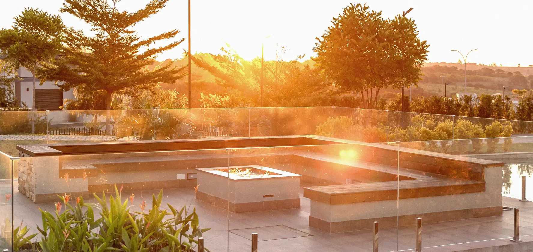 Espelho com fire pit